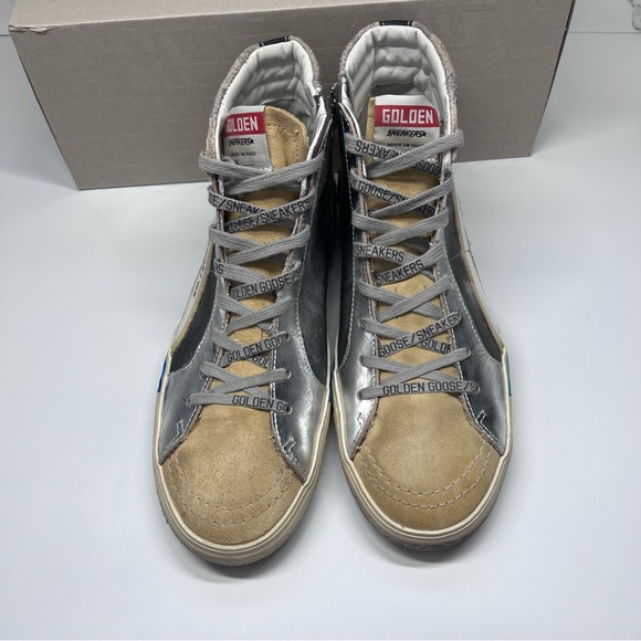 Golden Goose Slide Double Quarter Suede Toe Camo Print Leather Star High Sneaker - Picture 3 of 16